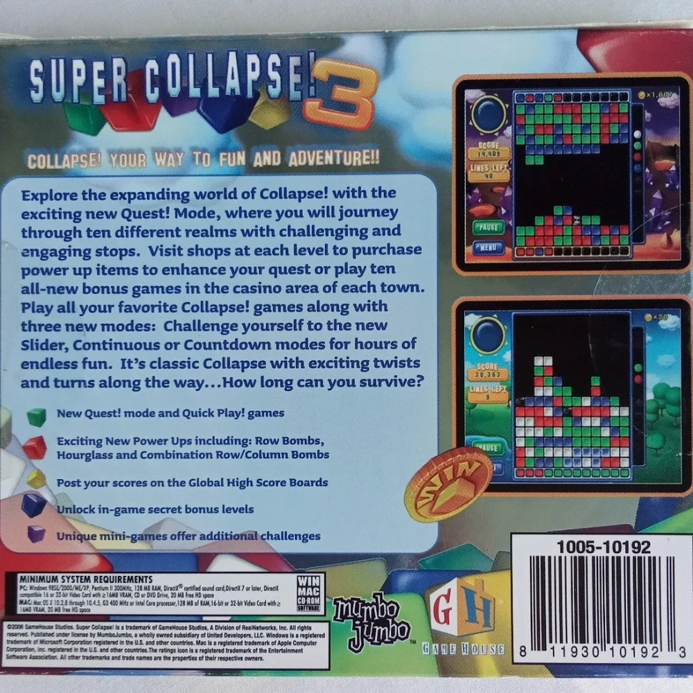 Super Collapse 3 (NWT) Premium Casual Games PC Video Game Windows/Mac